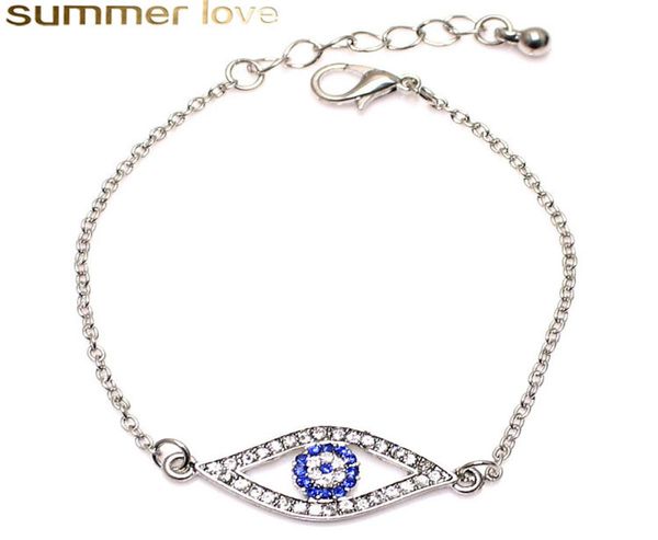 

fashion crystal blue eye bracelet new silver gold color link chain bracelets for women girls lucky jewelry friendship gifts5368739, Golden;silver