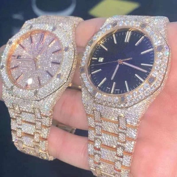 

vhk3 wristwatch d66 luxury mens watch 4130 movement watch for men 3255 montre de luxe mosang stone iced vvs1 gia watch diamond watchs wri, Silver