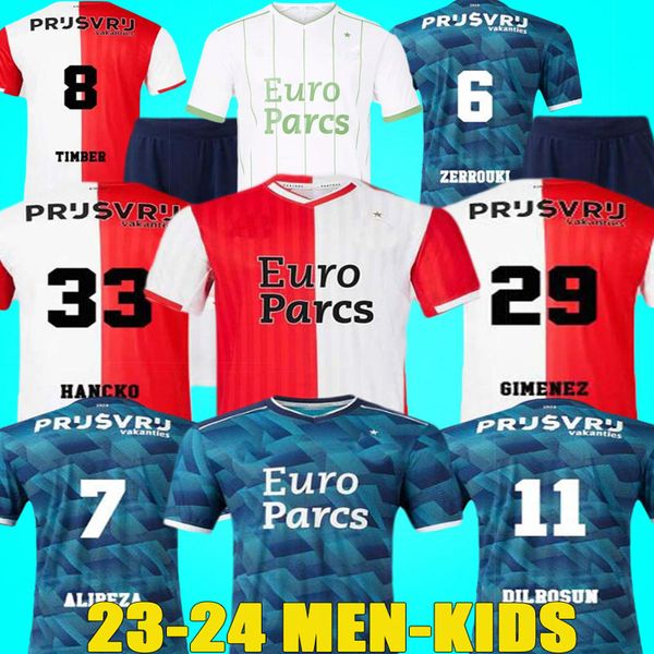 

2023 2024 feyenoords kokcu gimenez danilo 23 24 soccer jerseys home away third trauner 22 men kids football shirt kids kits hartman 5 gimene, Black;yellow