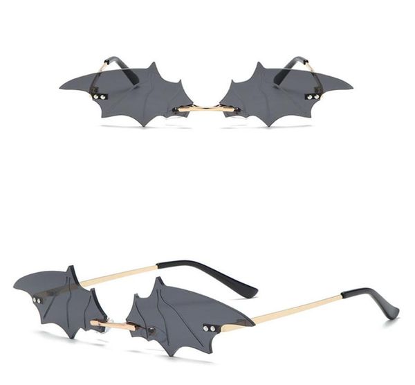 

special design vampire sunglasses gothic rimless eyeglasses with novelty bat wings color lenses vivid fashion glasses7025663, White;black