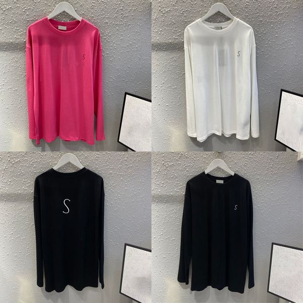 

letter printed women t shirt long sleeve bottoming autumn spring casual street style shirts, Black
