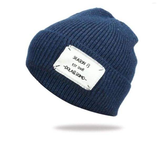 

berets hats women skully winter doublelayer daily cuff knit thick for men warm baseball caps bulk6376169, Blue;gray