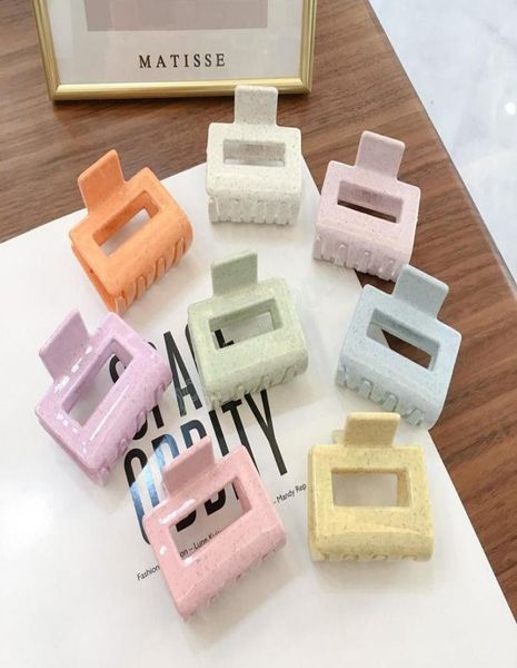 

length 5 cm middle size square hollow out hair clamps candy pure color acrylic claw clips women scrunchies ponytail headdress hair3266024, Slivery;golden