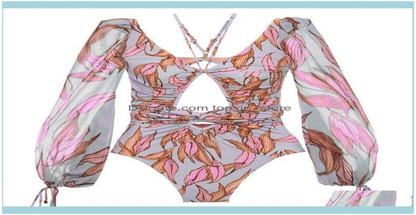 

onepiece suits beach equipment water sports outdoorsone piece swimsuit long sleeve swimwear women bandage print monokini b5861924