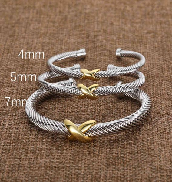 

silver designer braided fashion jewelry bangle ed x cross bracelet gold bracelets cuff charm 925 zircon luxury birthday2144580, Black