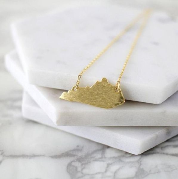 

30pcs outline kentucky state map charm necklace ky map american usa county pendant necklaces jewelry for hometown gifts3570428, Silver