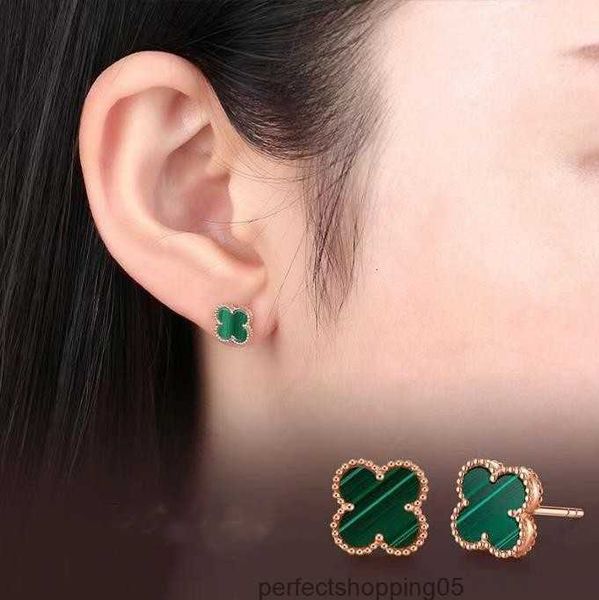 

fashion 4/four leaf clover charm stud earrings mother-of-pearl silver 18k gold plated agate for women girls valentine's mother's d, Golden;silver