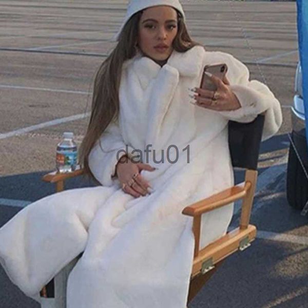 

women's fur faux fur 2023 new female winter plush thick warm loose women faux rabbit fur coat loose lapel fur coat x0907, Black