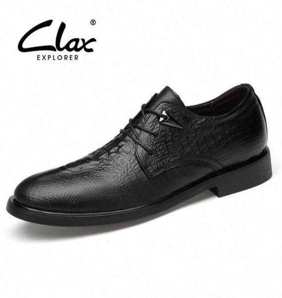 

clax men formal shoes spring autumn man dress shoe genuine leather male social shoe alligator wedding footwear n92r7223974, Black