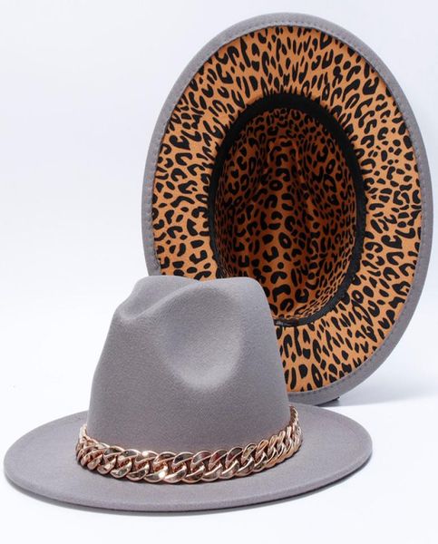 

fedora hat patchwork red wide brim hats for women casual leopard pattern outdoor felted women cap sombreros de muje2272116, Blue;gray