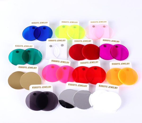

classic round big stud earrings for women clear neon mirror acrylic fashion jewelry blue green pink red gold colors5663599, Silver