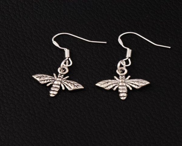 

bee flying dangle chandelier earrings 925 silver fish ear hook 172x305mm 60pairslot e9628944731