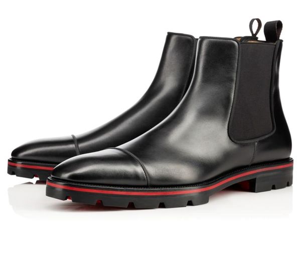 

mens ankle boots luxury designer rivets boots black calfskin rubber mens casual booties party wedding shoes size us6.5-123420792