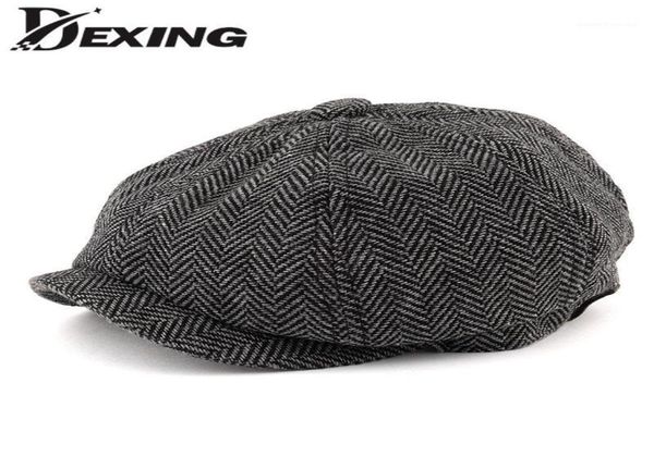 

berets men octagonal big size herringbone gatsby tweed cap sboy male beret peaky blinders hat spring women flat hats16498432, Blue;gray