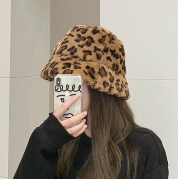 

berets winter woolen fleece warm female lady bucket hat women leopard printed cap outdoor sun hats fisherman caps8937836, Blue;gray