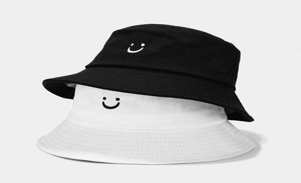 

2021 new embroidery bucket hat foldable bucket hat smiling face women cap hip hop men summer cap8320002, Blue;gray