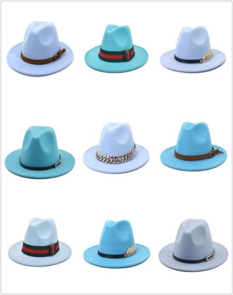 

wide brim hats sky blue wool felt jazz fedora men women sombrero british style trilby formal panama caps dress cowboy sun hat788872258876, Blue;gray