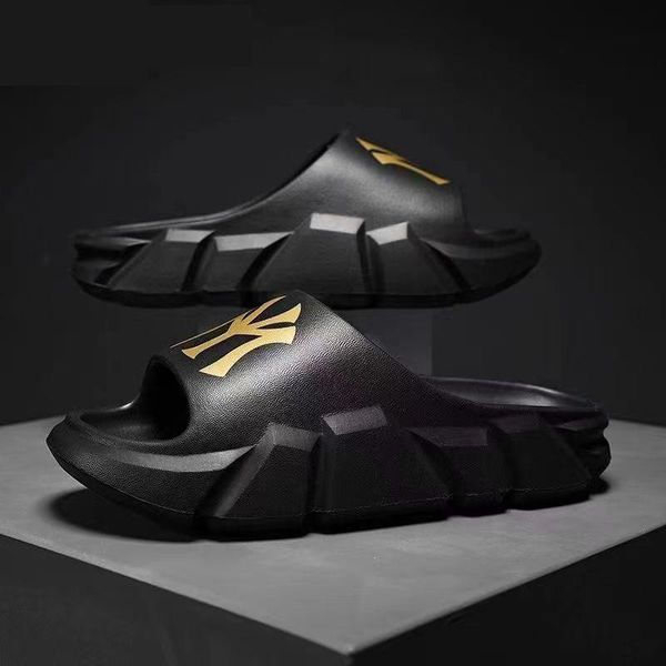 

slippers fashion slippers women 5cm thick platform slippers mute eva soft indoor home slides non-slip summer beach sandals men bath shoes 23, Black