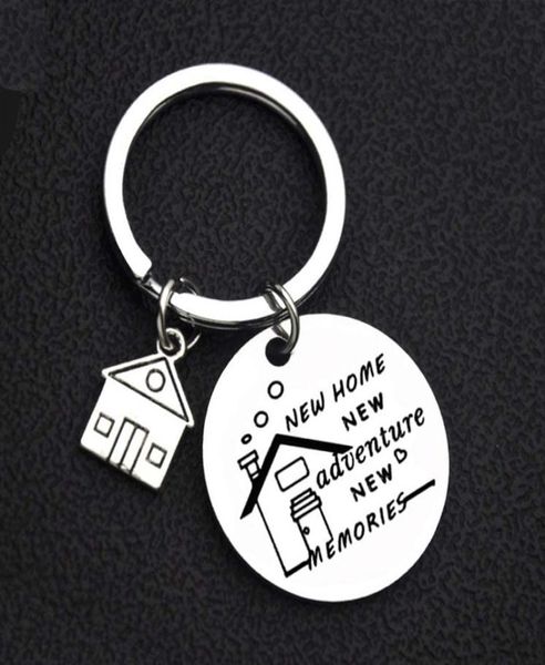 

new home new adventures keychains creative house charms titanium stainless steel key chains keyring housewarming gifts6629055, Silver
