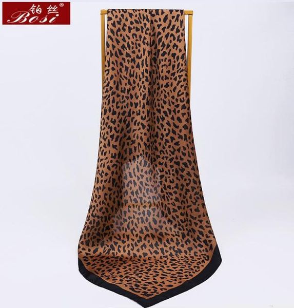 

2020 silk satin scarf women leopard print big square shawl hijab fashion spring elegant 9090cm scarves foulard 5307353, Blue;gray