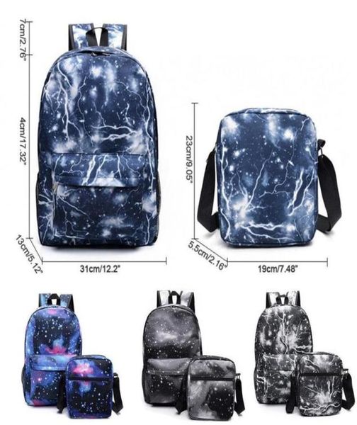 

universe space canvas school bag backpack star galaxy lightning twotone print rucksack shoulder bags satchel for kids boy girl te4983736