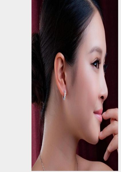 

925 sterling silver small hoop earrings with zircon fashion jewelry engagement gift for women good qualityps15515662267, Golden;silver