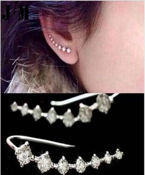 

ship punk rock rhinestone ear cuff wrap earring silver piercing ear cartilage2100856