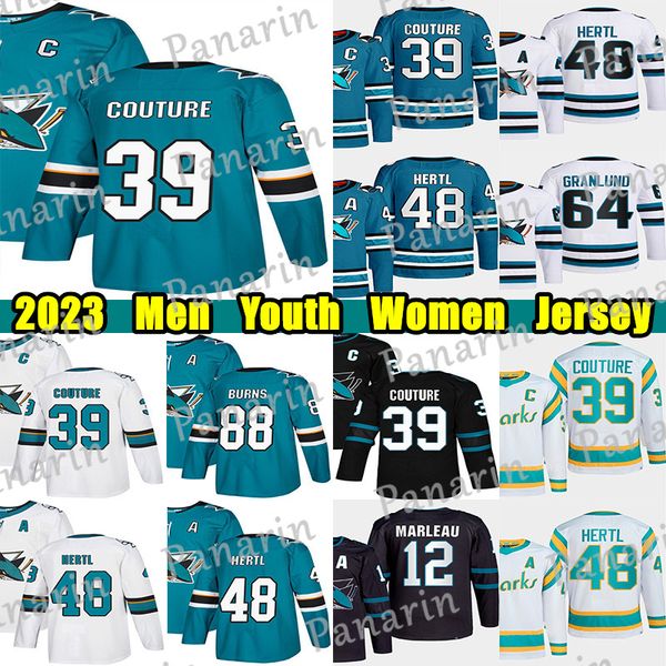 

#39 logan couture reverse retro hockey jersey #29 mackenzie blackwood tomas hertl jacob macdonald mikael granlund mario ferraro mike hoffman, Black;red