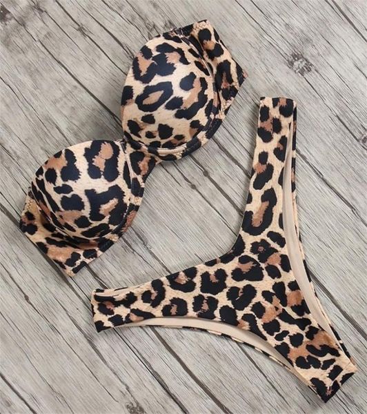 

women bikini brazilian swimsuit pushup bra set two piece swim suit swimwear lowwaisted beachwear leopard bathing 2202267237074