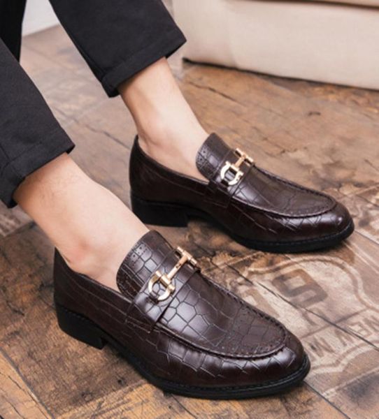 

2020 new men formal business brogue shoes men039s odile dress shoes male casual leather wedding party loafers 3906268, Black