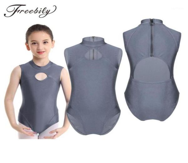 

kids teens professional baet leotard girls sleeveless zipper back gymnastics leotard gym bodysuit children dance wear181356583995215