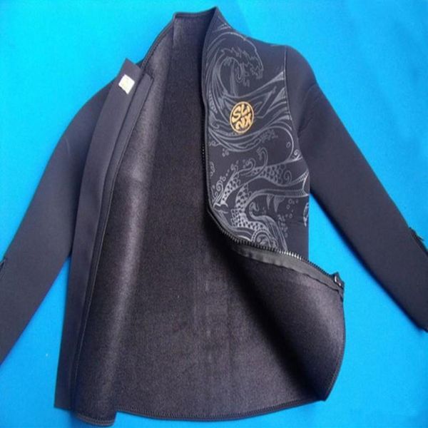 

5mm 3mm neoprene wetsuit long sleeve jacket w front zipper plush lining men's women's wet suit chinese dragon print232m