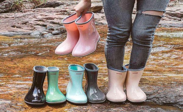 

boots for women waterproof work rubber solid square heel rainboots 2110274912493, Black;red