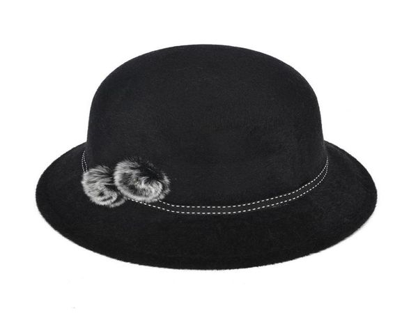 

stingy brim hats 2021 winter autumn imitation woolen women ladies fedoras jazz european american round caps bowler feminino go3347608, Blue;gray