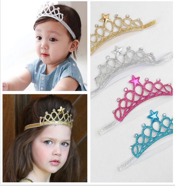 

baby girls headbands sparkle crowns kids grace crown hair accessories tiaras headband with star rhinestone 4 colors for toddler kh5467935, Slivery;white