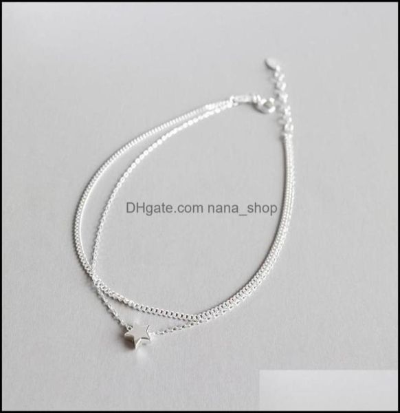 

anklets jewelry real 925 sterling sier ankle bracelet fine double layers star charm for women girls lovely gift yma013 drop delive6131867, Red;blue