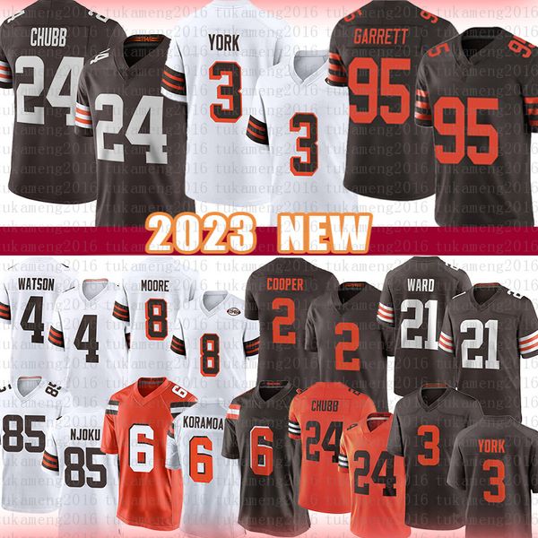 

24 nick chubb 3 cade yorks football jersey clevelands browns myles garrett deshaun watson elijah moore amari cooper denzel ward david njoku, Black;red