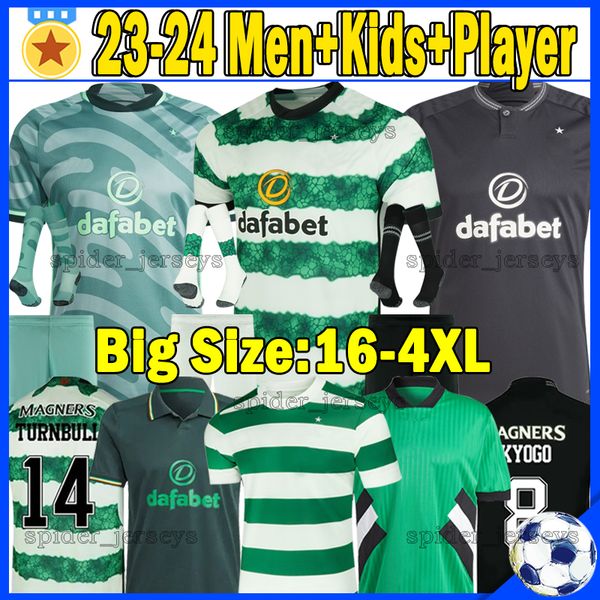 

xxxl 4xl 23 24 celtic soccer jerseys turnbull forrest kyogo 2023 2024 abada mcgregor daizen carter-vickers celts o'riley reo football s, Black;yellow