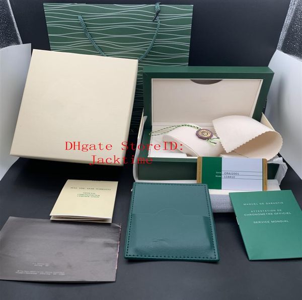 

factory supplier green watch original box papers card purse gift wood boxes handbag for 116610 116660 116710 w1376699, Black;blue
