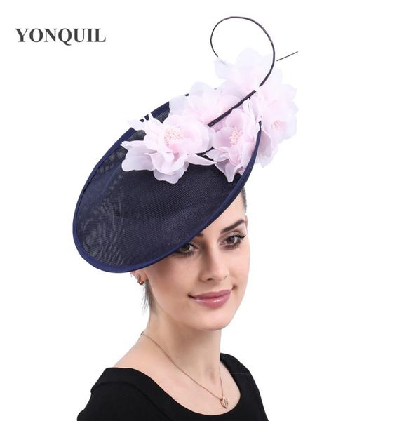 

charming big kentucky derby hair fascinators navy hats ladies elagnt wedding headwear bridalwedding race party headpiece ship6722666, Slivery;golden
