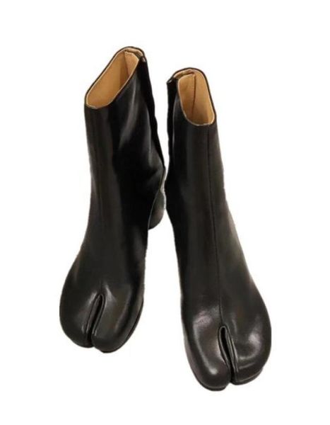 

design tabi boots split toe chunky high heel zapatos mujer fashion autumn women shoes botas1102058, Black