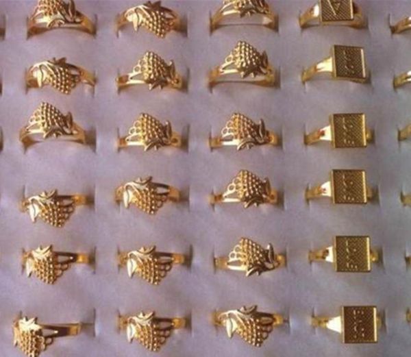 

100 pieces lots gold plated ring fashion design charm ring hip hop dance men039s and women039s jewelry mixed ring wholesal4651235, Silver