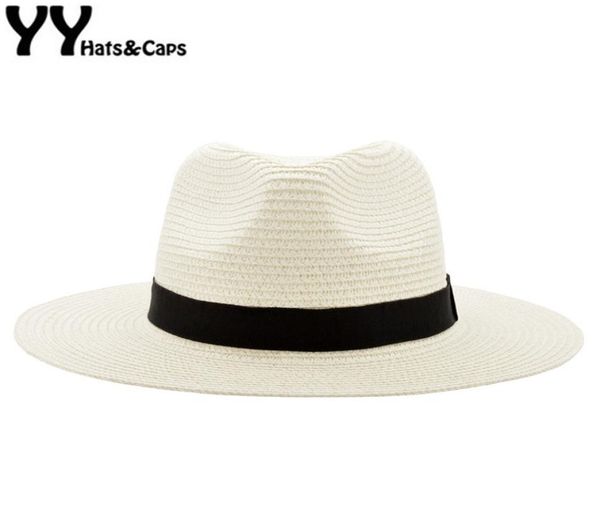 

wide brim summer fedora jazz cap straw panama hats for men straw sun hats women beach caps couple sun visor hats chapeu yy18030 y25177104, Blue;gray
