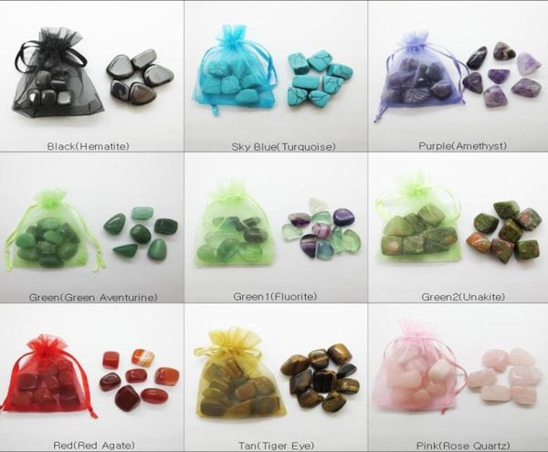 

natural stone1525mm turquoise agate crystal amethyst tumbled irregular stone in pouch for healing reiki wishing lucky stones8518531