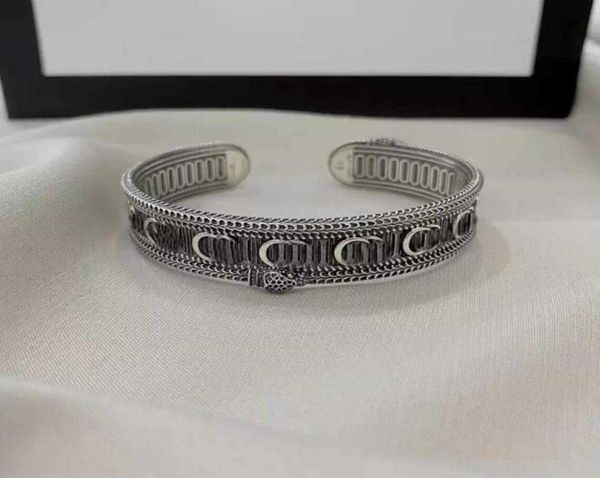 

designer women men silve bracelet cuff bangle vintage stainless steel brand double letter pattern bangles jewelry women high quali4909808, Golden;silver