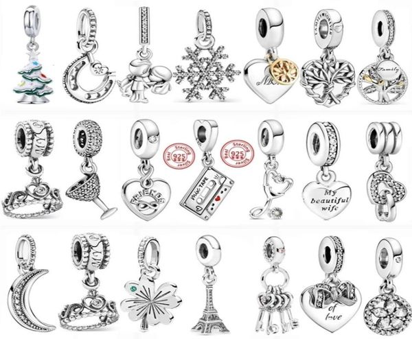 

925 sterling silver dangle charm moon tree snowflake crown cup bead fit charms bracelet diy jewelry accessories7835909, Bronze;silver