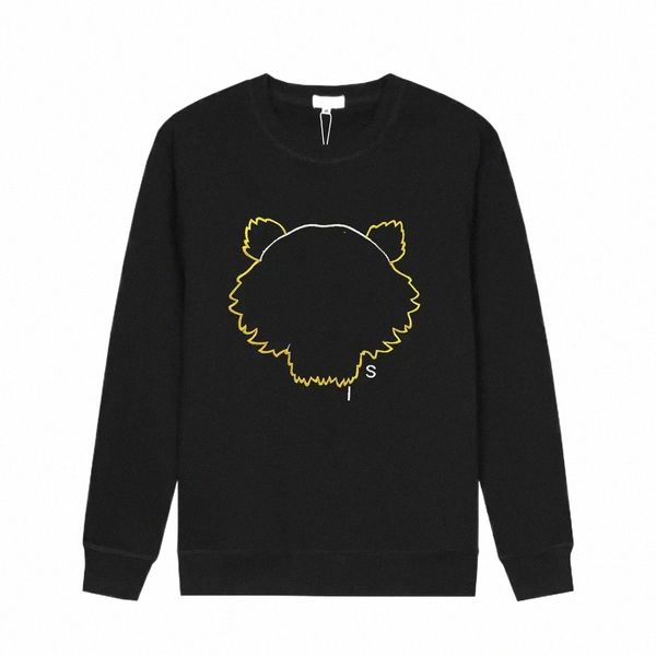 

women kenzos hoodie tiger head advanced designer fashion men embroidery round neck pullover autumn winter loose high street classic euuo i4, Black