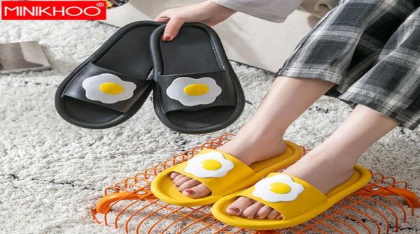 

2020 summer women039s slippers home woman fried egg lovers slippers bathroom shoes female flat men indoor jelly shoes1738727, Black