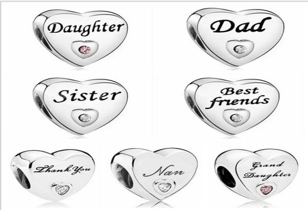 

wholesale 20pcs friends daughter sister dad thank you diy silver charm loose bead jewelry marking charms fit bracelet european7714153, Black