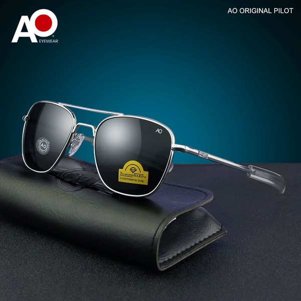

ao brand square aviator sunglasses-metal frame glass lenses american pilot sunglasses design uv400, White;black